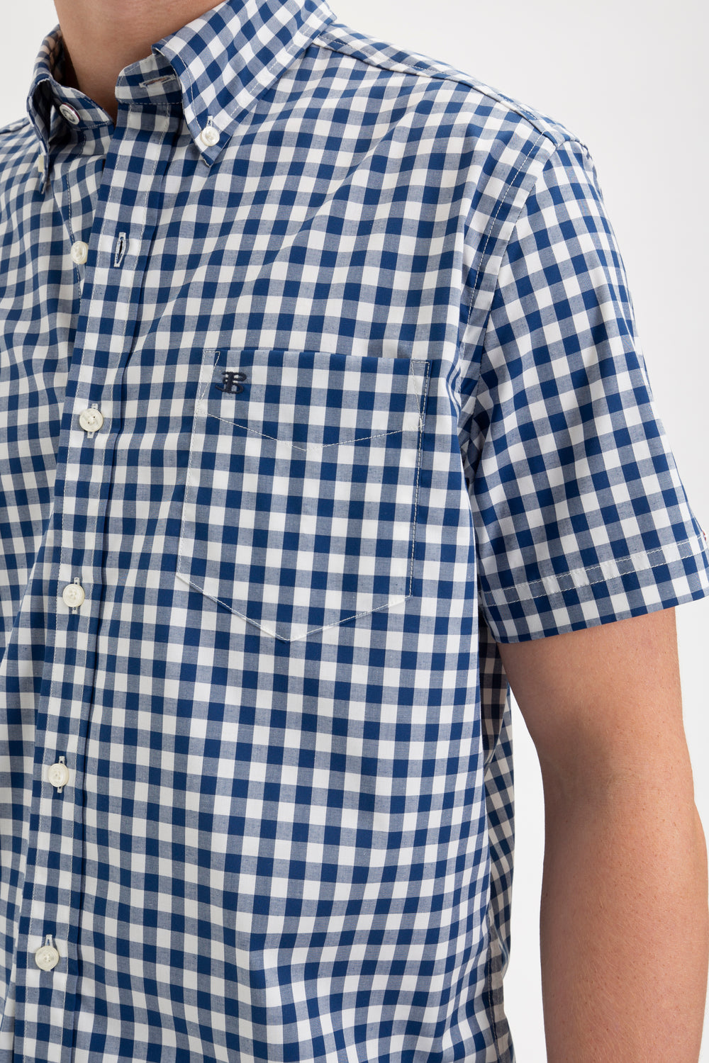 Chemises Ben Sherman Short Sleeve House Poplin Gingham Bleu Marine Vert Olive | QKP-11478141